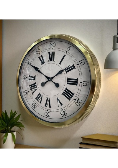 60 Cm Gold Metal Dekoratif Roma Rakamlı Duvar Saati 11 31355117