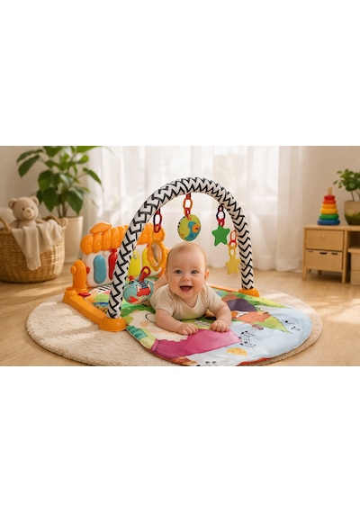 Toys2you Piyanolu Oyun Halısı Işıklı ve Müzikli Gelişim Matı Hayvanat Bahçesi70x45x35