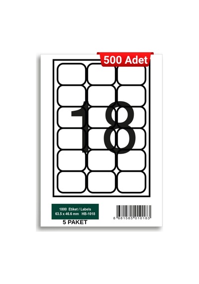 Herboy Hb-1018 63,5 X 46,6 Mm A4 Laser Etiket 500 Adet