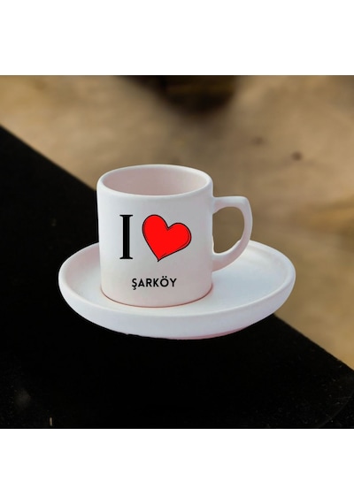 I Love Memeleket Türk Kahve Fincanı Ve Altı 343611 Beyaz
