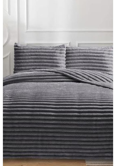 Eterna Peluş Tek Kişilik 180x240 Cm Yatak Örtüsü Antrasit Antrasit