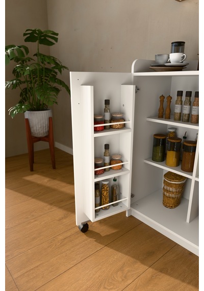 Lüks 2 Kapılı Çok Amaçlı Kiler Dolabı %100 Mdf Erzak Organizer Mutfak Dolabı Mk08 Beyaz