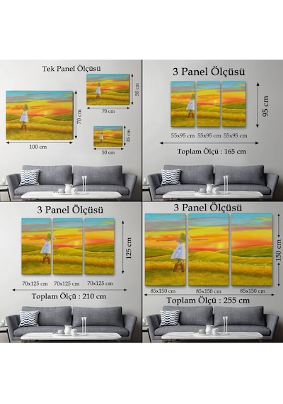Es10 KY Özel Beyaz Elbiseli Kız Ve Yaz Manzarası Tablosu-6569 (50 x 70)