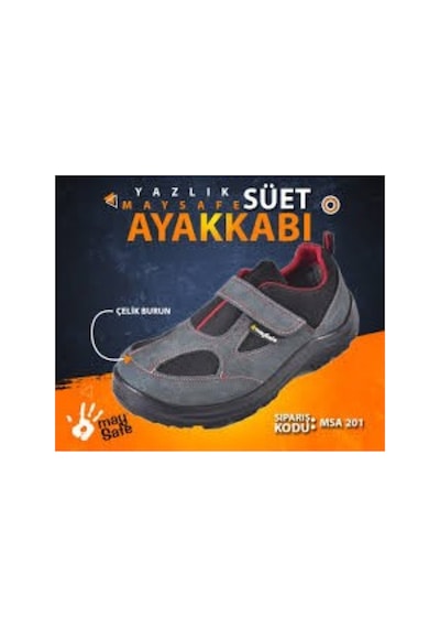 Maysafe May Safe Süet Çelik Burunlu İş Güvenlik Ayakkabısı 3 Mevsim Gri 44 Numara