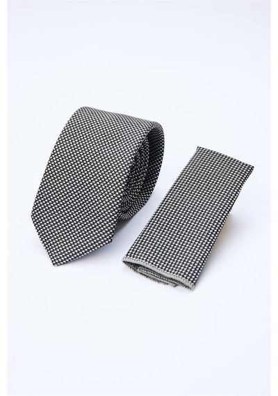 İmza Siyah-gri Desenli 7 Cm Kravat 1090260130 Siyah - Gri