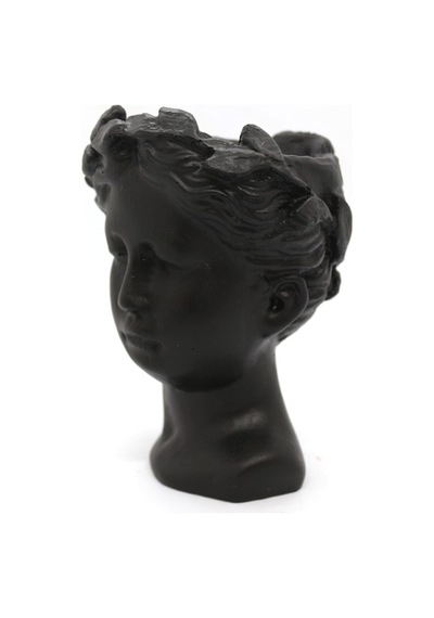 El Yapımı Antik Helen Biblo Saksı Küçük 15 Cm Siyah