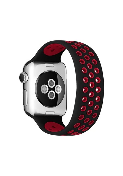 Watch 42mm Ayarlı Delikli Silikon Kordon - Siyah-kırmızı