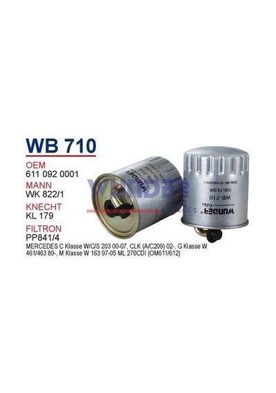 WUNDER WB710 Mazot Filtresi Mercedes W203 W163 00-07