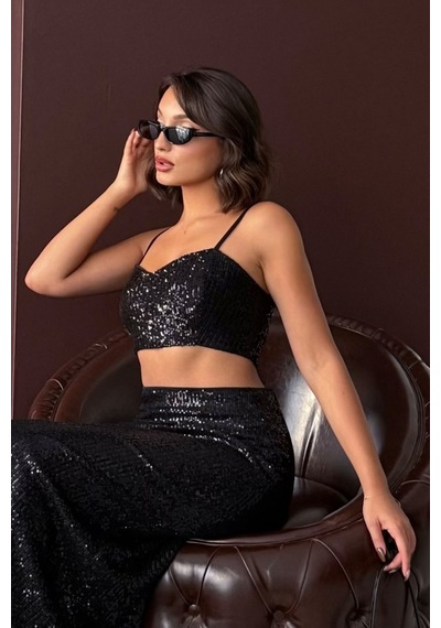 Verymoda Payetli Büstiyer - Parti Ve Davet Şıklığı F1979 Siyah