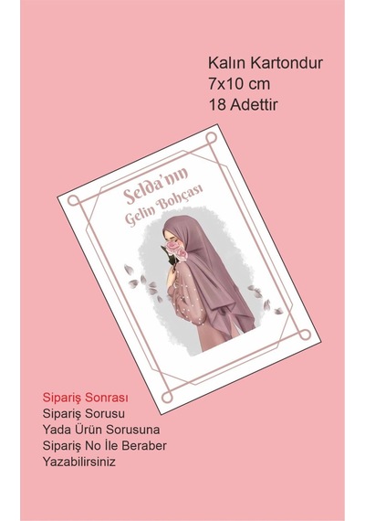 Gelin Bohçası Kartları, Tesettürlü Gelin Çeyiz Bohça Kartı 18 Ad