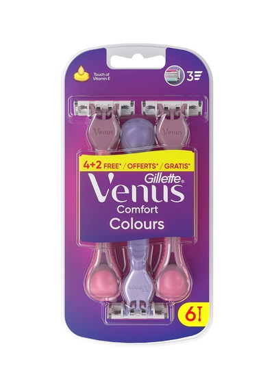 Lexroo Venus Comfort Colours Kadın Tıraş Bıçakları, 6 Kadın Tıraş Bıçakları