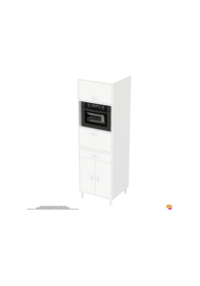 Modilayn Ennet: 60x194.6x48 Cm Fırın / Mikrodalga Dolabı 1 Çekmece, 4 Kapaklı. Mutfağınıza Yer Açın Beyaz