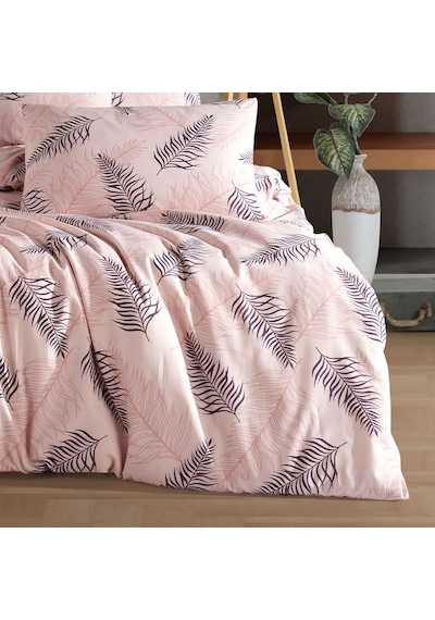 Çift Kişilik Nevresim Takımı 200x220cm 4 Yastık Kılıfı Lastikli Çarşaflı 160x200+30 Gri - Pembe