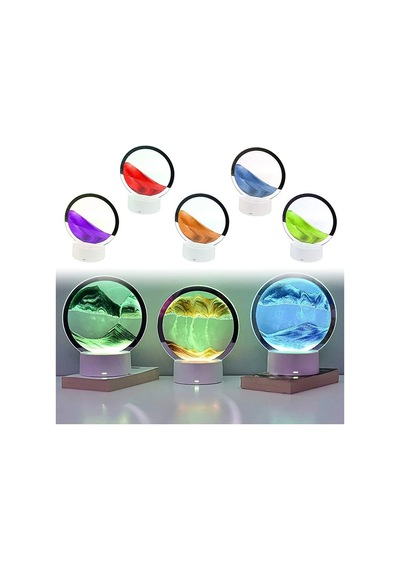 Led Işıklı Kum Saati Ev Ofis Dekorasyonu Hediye 7 Inç Kum Sanatı 3d Gece Lambası Kum Sanatı Yeşil