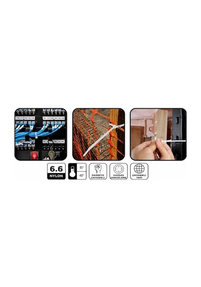 Şahin Tools 3,6 X 150 Mm Siyah Cırt Kelepçe Kablo Bağı 100 Adet Nylon