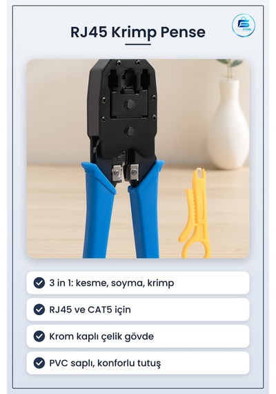 Krimp Pense Rj45 Cat5 3 İn 1 Kesme Soyma Krimpleme Ethernet Kablo