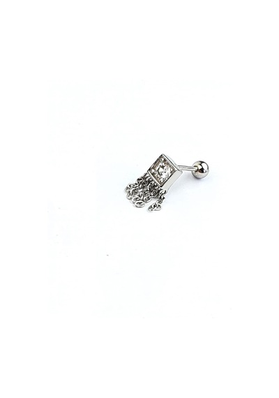 Zirkon Taş Detaylı 925ayar Gümüş Üzerine Altın Kaplama Kıkırdak Tragus Piercing Gümüş