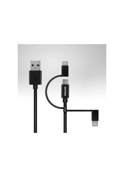 Philips DLC3104T 3in1 Micro USB - Lightining - Type-C Şarj Kablosu 1.2 M