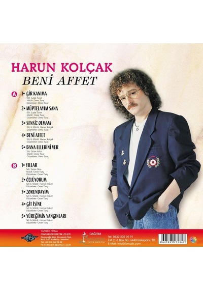Harun Kolçak Beni Affet Renkli Plak Mor Renkli Özel Baskı Lp