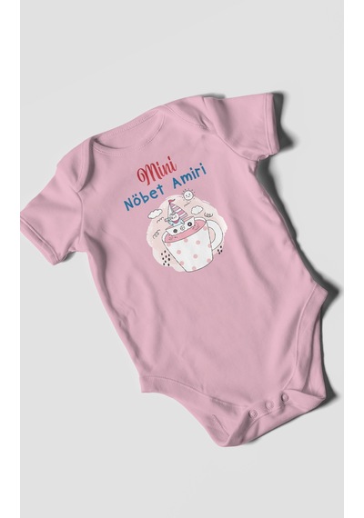 Mini Nöbet Amiri Baskılı Bebek Zıbını Çıtçıtlı Body %100 Pamuk Kısa Kol Koyu Mavi
