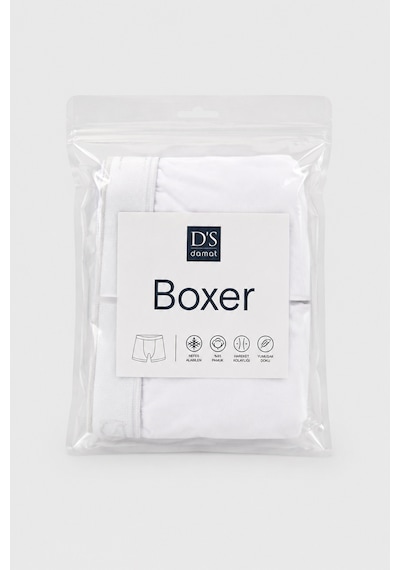 D'S Damat Ds Damat Beyaz Beli Lastikli Marka Logolu Likralı Esneyebilen 2'li Boxer Set 4hc44ortbs02 801