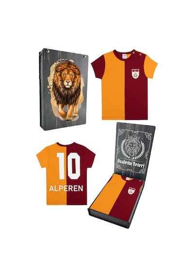 Galatasaray Unisex İsme Özel Bebek T-shirt Ahşap Kutulu 001