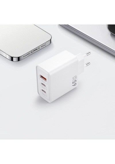 Wiwu Wi-g005 Essen Serisi Gan Tech Pd Hızlı Şarj Özellikli Şarj Başlığı 65w Beyaz