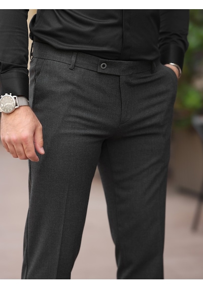 A Kalite Slim Fit Likralı Kumaş Pantolon Antrasit