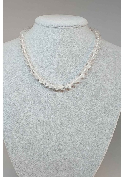 Kristal Kuvars Taşı Kolye 8mm (Klipsli) Pembe