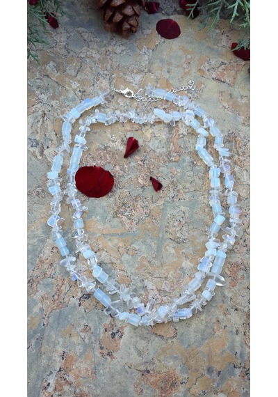Stoneage Jewellery Aytaşı Çift Sıra Doğal Taş Kadın  Kolye Bronz
