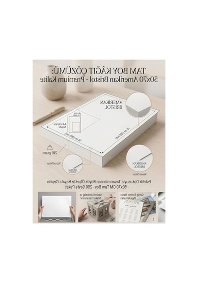 10 Adet 50x70 Cm 210 Gr Amerikan Bristol Karton, Yüksek Kalite