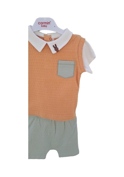 Zekids Erkek Bebek Pamuklu İkili Cep Detaylı Yazlık Takım-12577-mint Mint Yeşili
