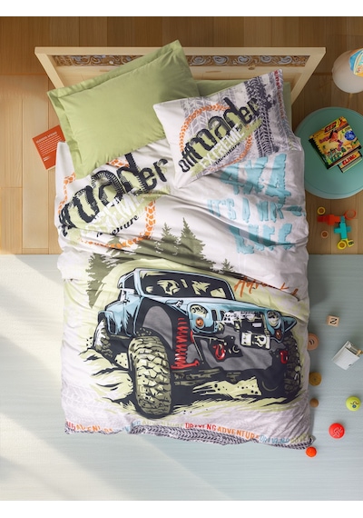 Cotton Box Junior Tek Kişilik Lastikli Çarşaflı Nevresim Takımı Adventure Yeşil