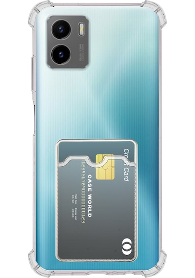 Vivo Y15s Kapak Kamera Korumalı Kartlıklı Darbe Emici Özellikli Şeffaf Silikon Kılıf
