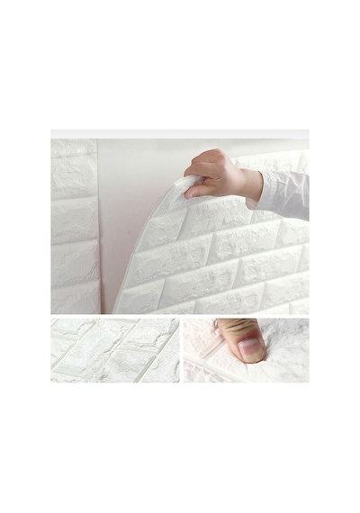 Ukab Dekor 70x38 Cm 0,27m² Silinebilir Beyaz Kendinden Yapışkanlı 3d Esnek Duvar Kağıdı Paneli Beyaz 70 X 77