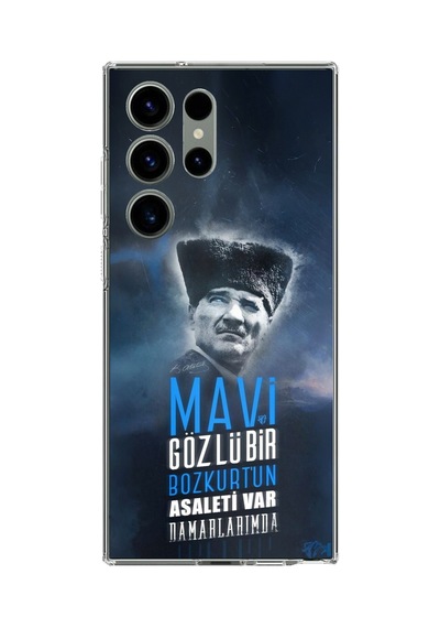 Samsung Galaxy S23 Ultra Uyumlu Atatürk Temalı Asalet Ve Bozkurt Baskılı Silikon Kılıf