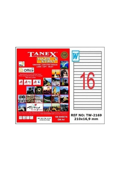 Tanex Tw-2169 210X16.9 MM Laser Etiket 100 Ad.