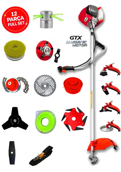 Prowackers German Rxk-9400 Class Yan Tipi Benzinli Ot Çalı Çim Biçme Tırpanı+ 12 Pcs Komple Setli