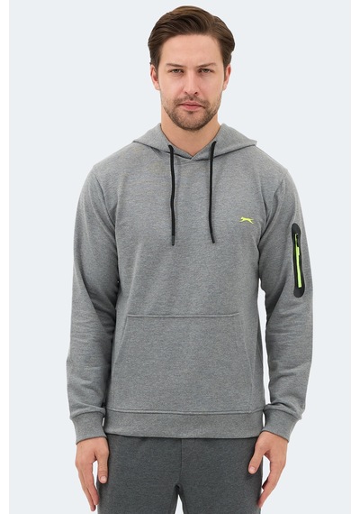 Slazenger Ozzy In Erkek Kanguru Cepli Kapüşonlu Gri Sweatshırt Gri