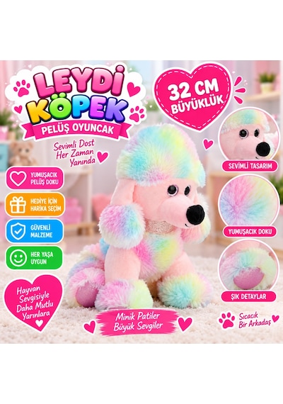 32 Cm Leydi Köpek Peluş Pembe