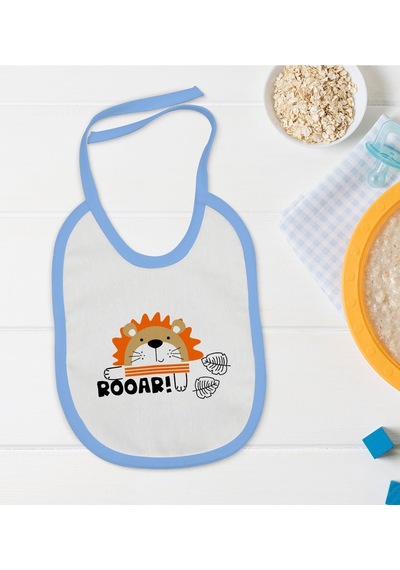 Bk Kids Roar Tasarımlı Mavi Bebek Mama Önlüğü Mavi