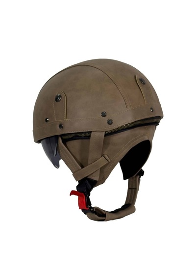 701 Zn Deri Yarım Miğfer Kask Kahverengi