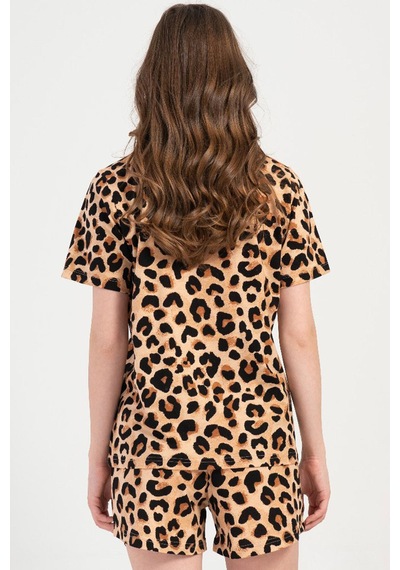 Vienetta Kadın Kısa Kol Gömlek Yaka Önden Düğmeli Leopar Şortlu Pijama Takım C3t0n1o904 LEOPAR Vienetta Kadın Kısa Kol Gömlek Yaka Önden Düğmeli Leopar Şortlu Pijama Takım C3t0n1o904 LEOPAR