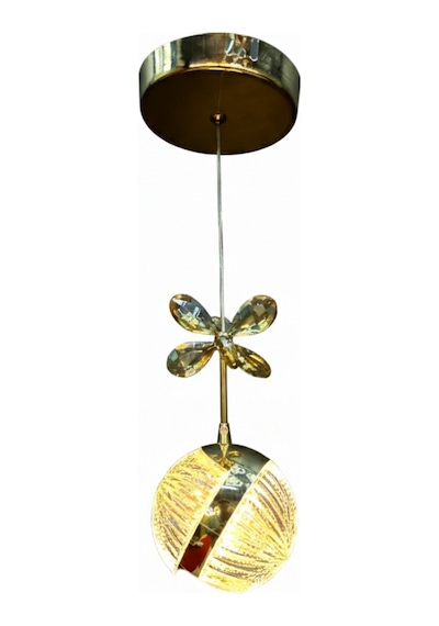 Tekli Perla Gold 3 Renk Modlu Kristal Taşlı Ledli Sarkıt Avize Altın