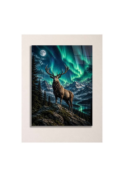 Kuzey Işıkları Geyik Metal Tablo - Dekoratif Duvar Tablosu 29 X 41 Cm Çok Renkli - 929733095 Çok Renkli - 929733095 Çok Renkli