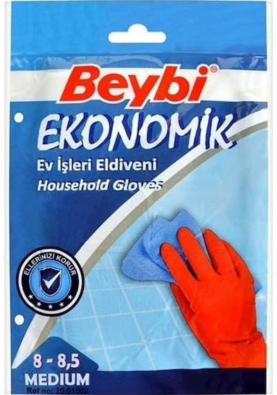 Beybi Ekonomik Ev İşleri Eldiveni No: 8 - 8,5 Beden 25 Adet