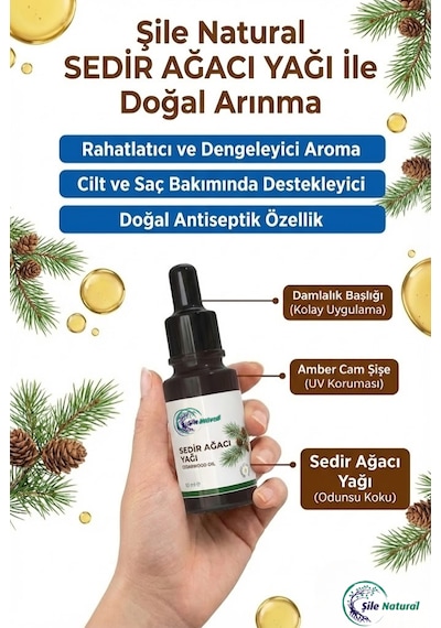 %100 Saf Sedir Ağacı Yağı Doğal Saç Ve Cilt Bakım Yağı 10 Ml Aromaterapi Uçucu Yağ