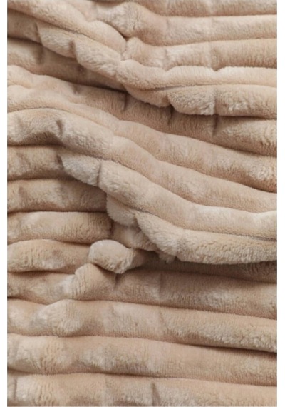 Merinos Çift Kişilik Battaniye Bej Modern Line 3 Parça Set Bej