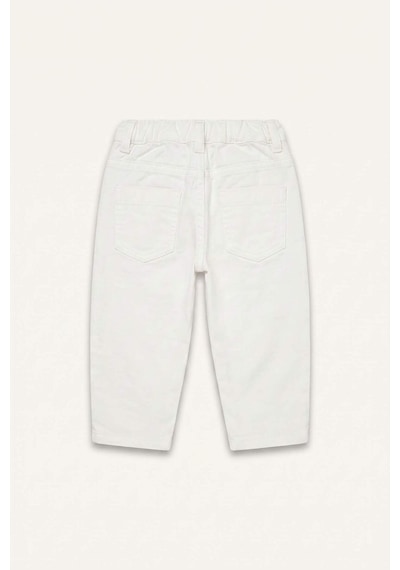 Defacto %100 Pamuk Baggy Fıt Gabardin İşlemeli Ecru Pantolon Kız Bebek H9302a526auer105 Ekru-er105