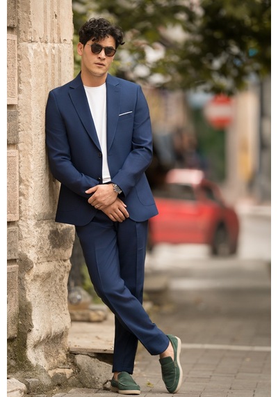 Apartro Slimfit Mono Yaka Yarım Astarlı 6 Drop Çift Yırtmaç Modal Takım Elbise Sax Mavi Apartro Slimfit Mono Yaka Yarım Astarlı 6 Drop Çift Yırtmaç Modal Takım Elbise Sax Mavi